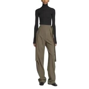 Proenza Schouler Pleated Olive Lightweight Wool Pants Size 6